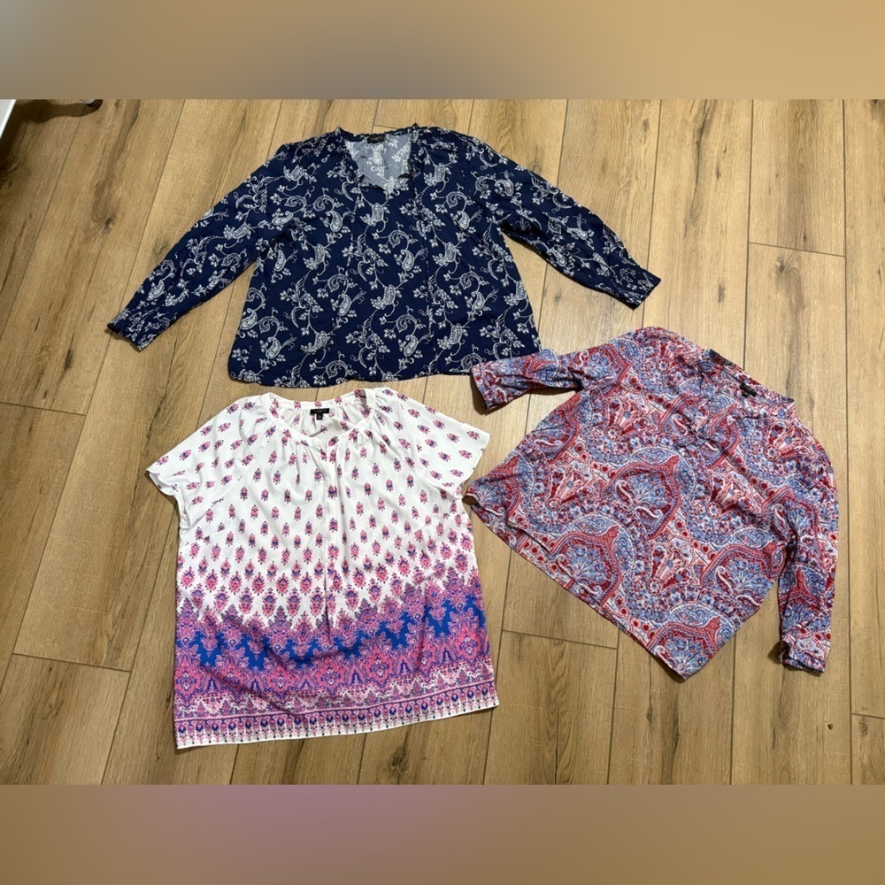 Talbots Bundle of 3 Lightweight Floral Tops Size XL Petite Classic Boho Summer